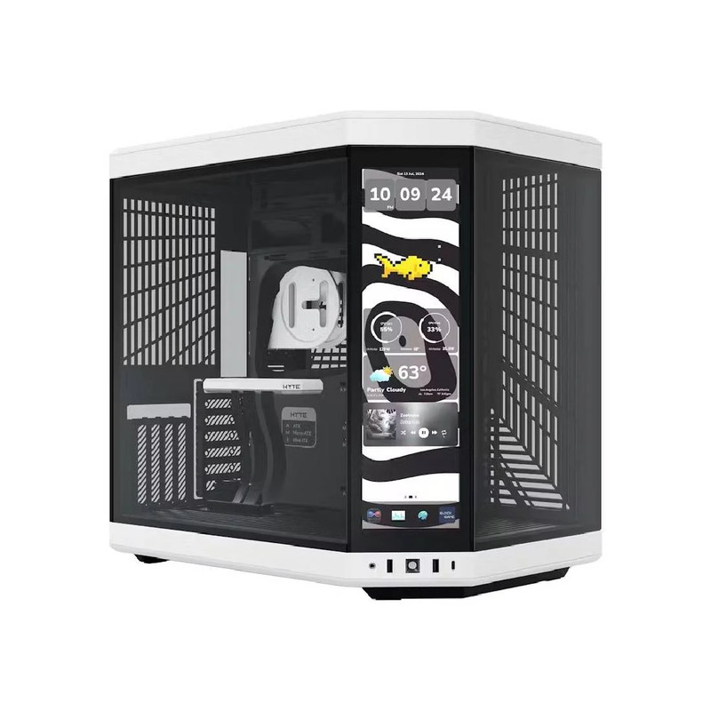 Hyte Y70 Touch Infinite with 14.5" Touch Screen Mid Tower Case - White/Black - صندوق